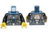 Torso Bare Chest with Muscles, Suspenders, Belt and Silver Armor with Blue Round Jewel (Chi) Pattern / Black Arms / Yellow Hands