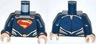 Torso Super Hero Costume with Black Muscles Outline, Red and Gold Superman 'S' Logo, Silver Trim, Oval Clasp Pattern / Dark Blue Arms / Light Nougat Hands