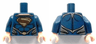 Torso Super Hero Costume with Black Muscles Outline, Dark Brown and Gold Superman 'S' Logo, Silver Trim, Oval Clasp Pattern / Dark Blue Arms / Light Nougat Hands