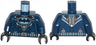 Torso Batman Logo in Medium Blue Oval with Body Armor and Dark Bluish Gray Belt Pattern / Dark Blue Arms / Black Hands