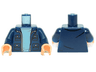 Torso Jacket with 4 Pockets, Silver Buttons and Zipper Pattern / Dark Blue Arms / Light Nougat Hands