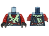 Torso Ninjago Tattered Yellowish Green Robe, Weapons and Dark Red Belt and Undershirt Pattern / Dark Red Arms / Black Hands