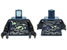 Torso Ninjago Tattered Silver and Yellowish Green Robe and Silver Chain Belt Pattern / Black Arms / Black Hands