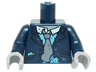 Torso Suit Coat Tattered, Muddy, White Collar, Gray Tie, Blue Shirt Pattern / Dark Blue Arm Left / Dk Blue Arm Right with Torn Sleeve / Light Bluish Gray Hands
