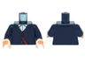 Torso Suit Jacket with Lapels, Buttons and Dark Red Lining over White Shirt with Collar Pattern / Dark Blue Arms / Light Nougat Hands