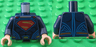 Torso Shirt with Muscles, Red and Gold Superman 'S' Logo, Gold Belt Buckle and Red Cape Clasps Pattern / Dark Blue Arms / Light Nougat Hands