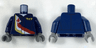 Torso Jet Pilot Airplane over Red, White and Gold Stripe Pattern / Dark Blue Arms / Dark Bluish Gray Hands