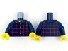 Torso Shirt Dark Red Plaid Front and Back, 4 White Buttons, Wide Yellow Neck Pattern / Dark Blue Arms / Yellow Hands
