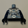 Torso Armor with Medium Azure Round Crystal and Belt, Silver Tubes and Buckle and White Ice Pattern / Dark Blue Arms / Black Hands
