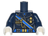 Torso Female Outline Military Uniform with Blue Sash and Belt and Gold Chain and Medals Pattern / Dark Blue Arms / White Hands
