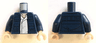 Torso SW Open Jacket with Pockets and White Shirt and Back Pockets Pattern (Han Solo) / Dark Blue Arms / Light Nougat Hands