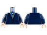 Torso Hoodie with Silver Zipper over Blue and Dark Bluish Gray Plaid Shirt, Light Nougat Neck Pattern / Dark Blue Arms / Light Nougat Hands