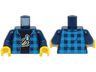 Torso Dark Azure Flannel Shirt Open over Black T-Shirt with White and Bright Light Yellow Peeled Banana Pattern / Dark Blue Arms / Yellow Hands