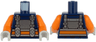 Torso Diving Suit with Silver Chest Plate, Orange and Silver Belt and Harness with Buckles Pattern / Orange Arms / Light Bluish Gray Hands