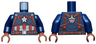 Torso Armor Outline with White Star on Chest, Red and White Stripes Pattern / Dark Blue Arms / Reddish Brown Hands