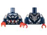 Torso Armor Silver Star, White Midriff, Red Stripes Pattern / Dark Blue Arms with White Short Sleeve, Silver Star and Cuff Pattern / Red Hands
