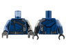 Torso Jacket Black Strap, Zippers, and Belt Pattern / Black Arm Left with Gold and Silver Circuitry Pattern / Dark Blue Arm Right / Black Hands
