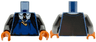 Torso Black Cloak Open over Blouse and White Shirt with Collar, Tie with Gold Pin, Silver Necklace with Small Whistle Pattern / Black Arms / Dark Orange Hands