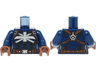 Torso Female Armor with Silver Union Jack Emblem on Chest, Reddish Brown Harness and Belt Pattern / Dark Blue Arms / Reddish Brown Hands