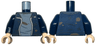 Torso Jacket Open with Silver Zipper, Sand Blue Shirt, Dark Brown Dirt Stains, and Scrapes Pattern / Dark Blue Arms / Light Nougat Hands