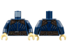 Torso Dark Brown Shoulders and Belt, Black Vertical Stripes Pattern / Dark Blue Arms / Tan Hands