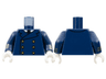 Torso Double Breasted Jacket, White Collar, Black Tie, 6 Gold Buttons Pattern / Dark Blue Arms with 3 Gold Stripes Pattern / White Hands