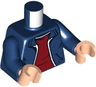 Torso Jacket Open with Pockets and White Trim over Dark Red Shirt, Light Nougat Neck Pattern / Dark Blue Arms / Light Nougat Hands