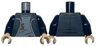 Torso Jacket with Silver Trim, Sand Blue Shirt, Reddish Brown Dirt Stains Pattern / Dark Blue Arms with White Stripes Pattern / Light Nougat Hands