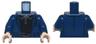 Torso Jacket Open with Pockets over Black Shirt with Dark Bluish Gray Buttons and Collar Pattern / Dark Blue Arms / Light Nougat Hands