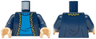 Torso Cardigan with Buttons over Blue Sweater, Dark Green and Dark Tan Checkered Hem Pattern / Dark Blue Arms / Light Nougat Hands
