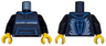 Torso Hoodie with Pocket, Dark Azure 'MUSTANG', White 'DARK HORSE' and Stripes Pattern / Black Arms / Yellow Hands