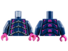 Torso Insect Exoskeleton Segments with Magenta and Metallic Light Blue Highlights Pattern / Dark Blue Arms / Magenta Hands