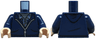 Torso Hoodie with Silver Zipper over Plaid Shirt and Dark Bluish Gray Undershirt Pattern / Dark Blue Arms / Light Nougat Hands