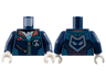 Torso Jacket, Coral Collar, Medium Azure Trim Lines, Silver Zippers, White Hourglass and Shirt, Animal Head on Back Pattern / Dark Blue Arms / White Hands