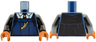 Torso Black Cloak Open over Blouse and White Shirt with Collar, Tie with Gold Pin, Necklace with Large Whistle Pattern / Black Arms / Dark Orange Hands