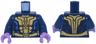 Torso Gold and Medium Nougat Breastplate and Belt, Blue Armor Accents Pattern / Dark Blue Arms / Medium Lavender Hands