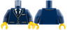 Torso Suit Jacket with Pockets, Metallic Light Blue Trim and 2 Buttons, Tie with Gold Clip, White Shirt and Pocket Square Pattern / Dark Blue Arms / Yellow Hands
