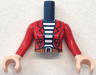 Torso Mini Doll Woman Red Jacket Open over White Striped Shirt, Dark Orange Belt with Buckle Pattern, Light Nougat Arms with Hands with Red Long Sleeves