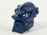 Minifigure, Head, Modified Bionicle Inika Toa Hahli with Lime Eyes Pattern