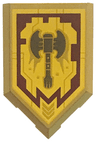 Tile, Modified 2 x 3 Pentagonal with Nexo Power Shield Pattern - Merlok Power Axe