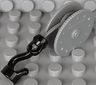 Duplo Winch Drum Narrow High with Dark Bluish Gray Rope and Black Thin Hook Rotating with Stud Holder