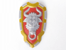 Large Figure Shield, 2 x 2 Brick Relief, Bull with Red and Gold Pattern