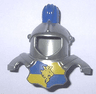 Duplo Wear Head Armor with Blue Top Feather and Blue and Yellow Breastplate with Lion and Crown Pattern
