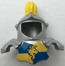Duplo Wear Head Armor with Yellow Top Feather and Blue and Yellow Breastplate with Lion and Crown Pattern