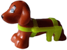 Dog, Friends Style, Dachshund with Molded Neon Yellow Wheelchair Harness and Printed Eyes and Black Nose Pattern (Pickle)