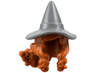 Minifigure, Hair Combo, Hair with Hat, Long Hair with 2 Braids over Shoulders with Molded Dark Bluish Gray Witch Hat Pattern