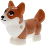 Dog, Friends Style, Corgi with Molded White Lower Body and Face and Printed Black Nose and Mouth, Dark Orange Eyes, White Blaze Pattern (Waffles)