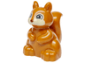 Duplo Squirrel with Tan Face, Black and White Eyes with Curved Lower Eyelids, and Reddish Brown Nose Pattern