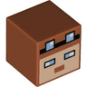 Minifigure, Head, Modified Cube with Pixelated Light Nougat Face, Black Headband, and Bright Light Blue Eyes and Goggles Pattern (Minecraft Pilot)