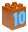 Duplo, Brick 2 x 2 x 2 with Number 10 Medium Blue Pattern